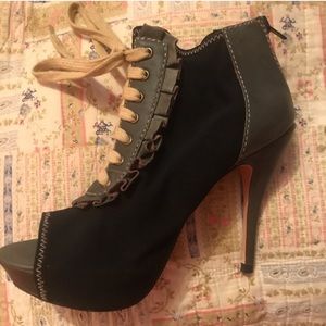 NWOT Betsey Johnson Lace-up Peep toe Heels